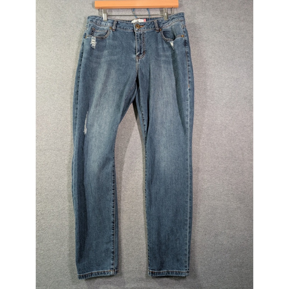 Cabi Curvy Skinny‎ Distressed Stretch Jeans Womens Size 14 Medium Wash Denim